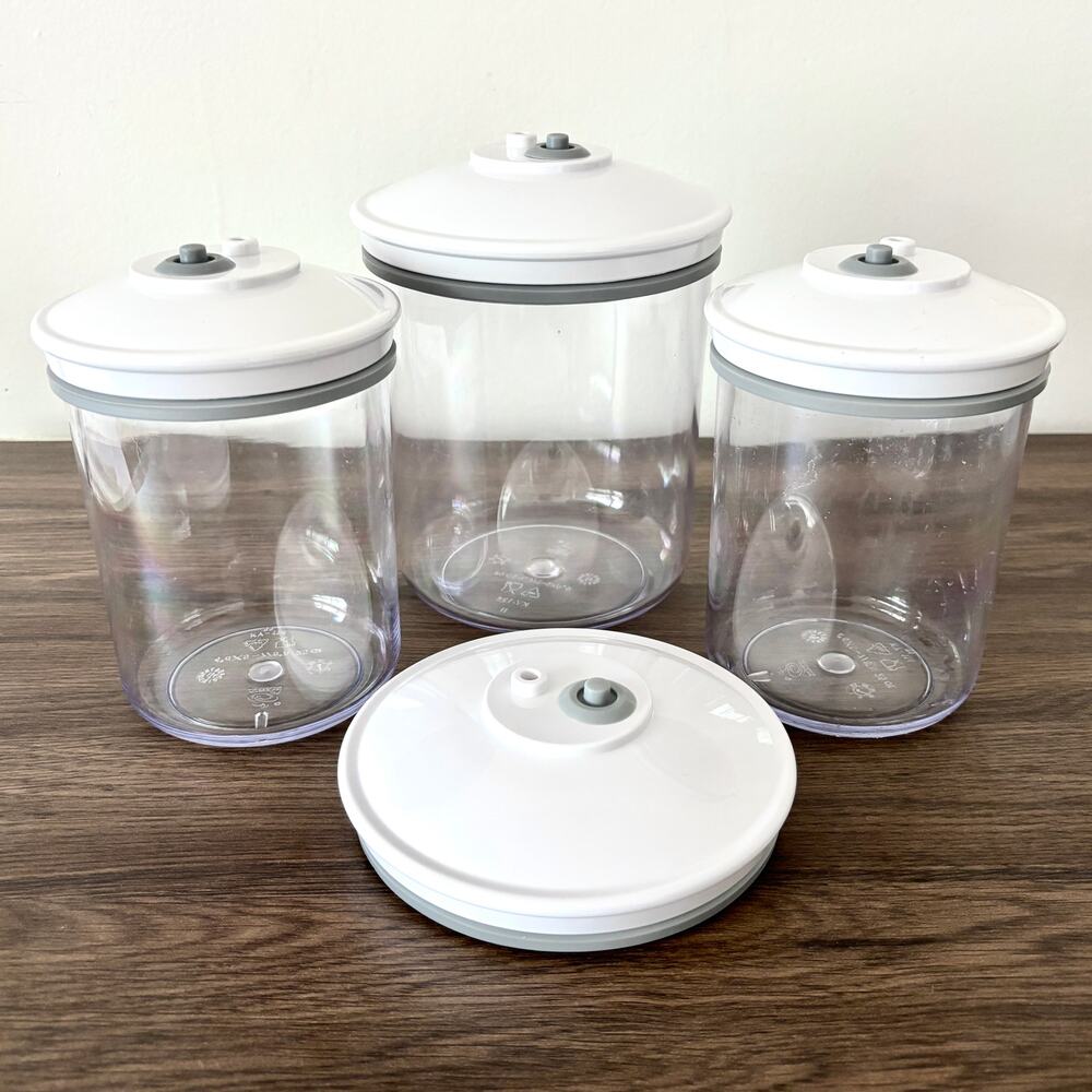 Food Saver Canisters With Lids - 25oz and 50oz - Clear White